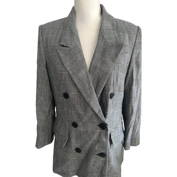 FRAME Relaxed Everyday Gray Glenplaid Double Breasted Blazer Jacket Size Small - Picture 3 of 8